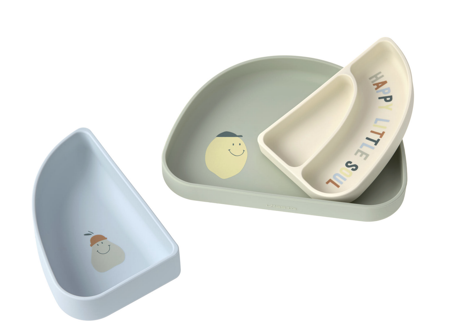  Prato com Divisórias em Silicone 3 Peças Happy Fruits Lemon - Lassig 