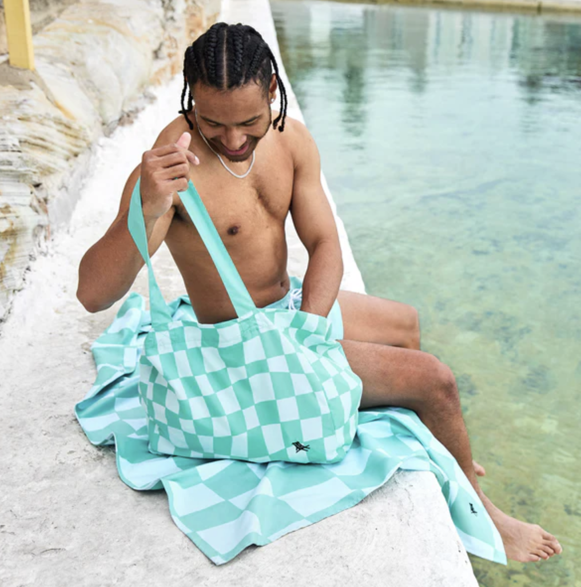  Saco de Praia Check Mate Green - Dock & Bay 
