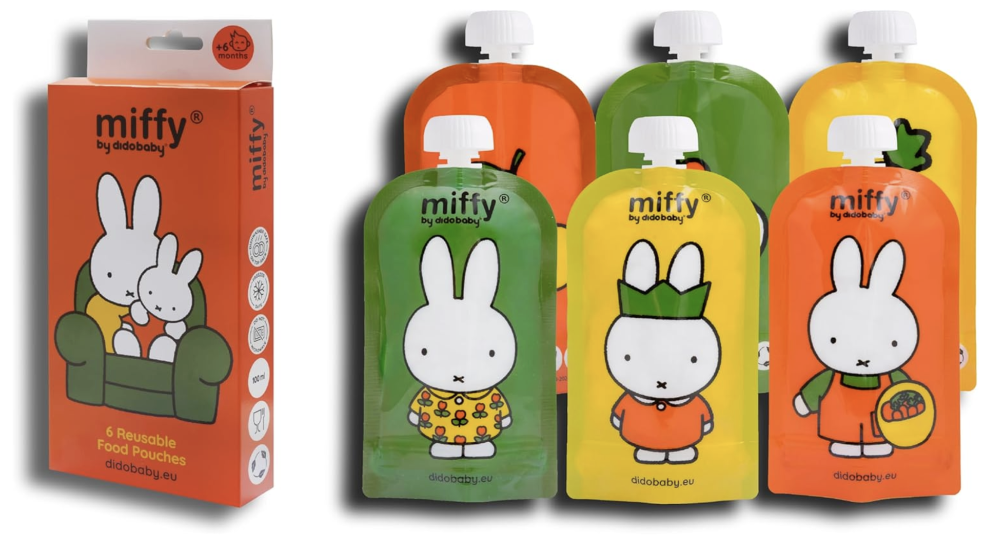  Squeeze Reutilizável Pack de 6 Miffy - Didobaby 