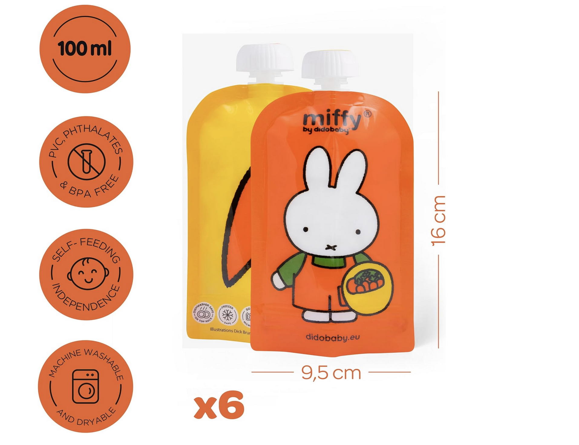  Squeeze Reutilizável Pack de 6 Miffy - Didobaby 