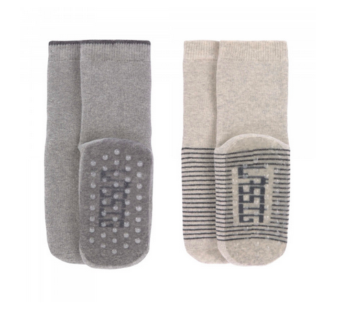 Anti-Slip Socks (2 pcs.), Grey - Beige 
