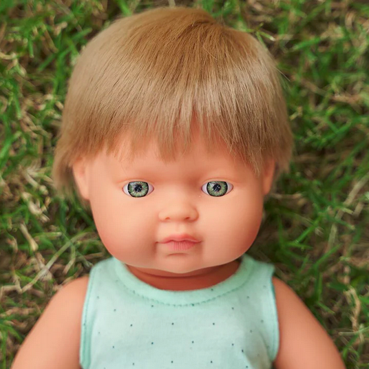 Baby doll caucasian dark blond boy 38 cm 