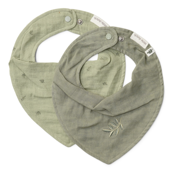Bandana Bib Pack 2 Green Essentials - Little Dutch