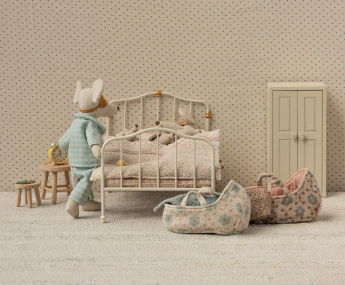 Cama Vintage Rato Branco Creme - Maileg