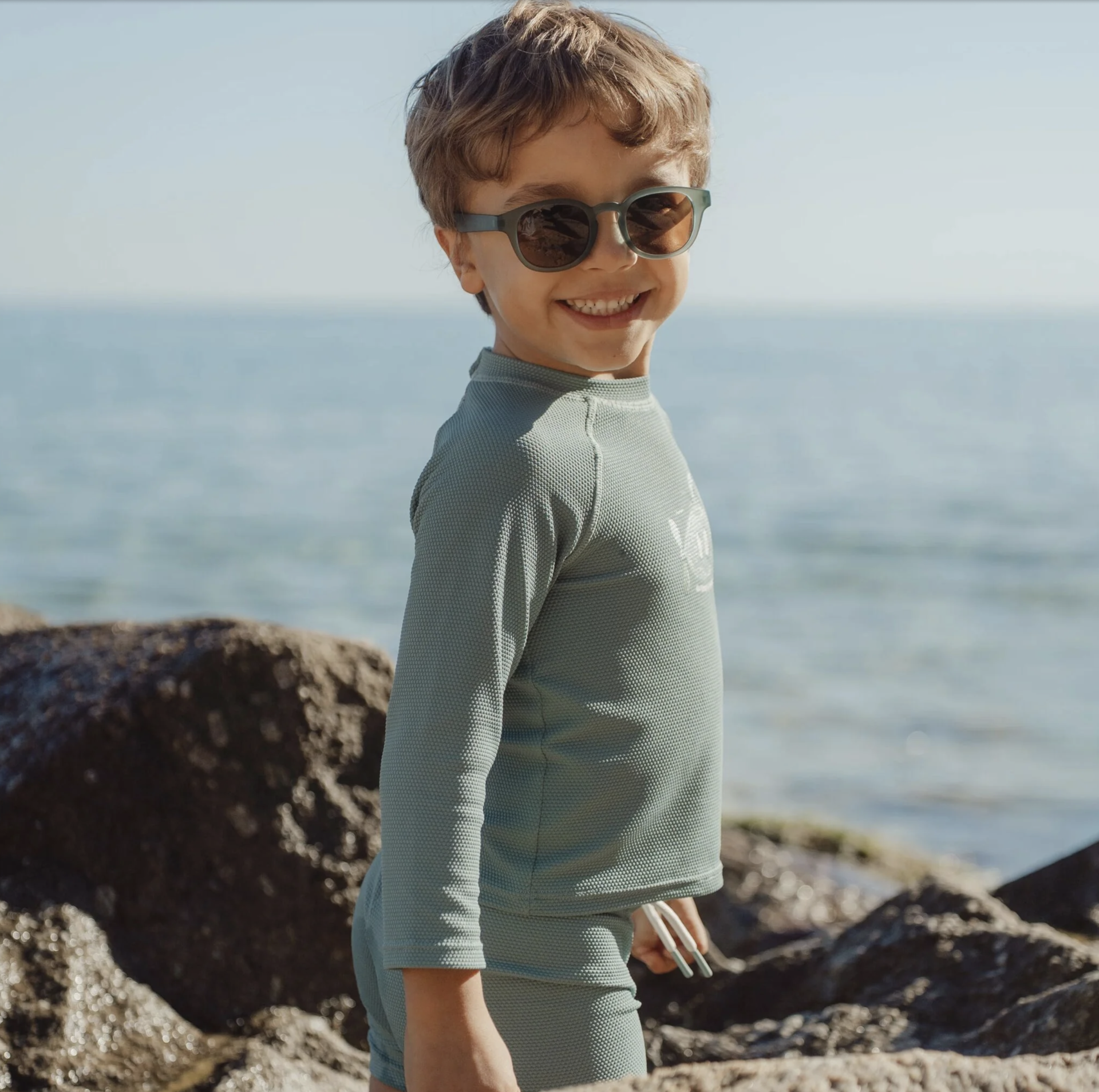 Camisola de Banho Long Sleeve UPF 40 Green - Little Dutch 1