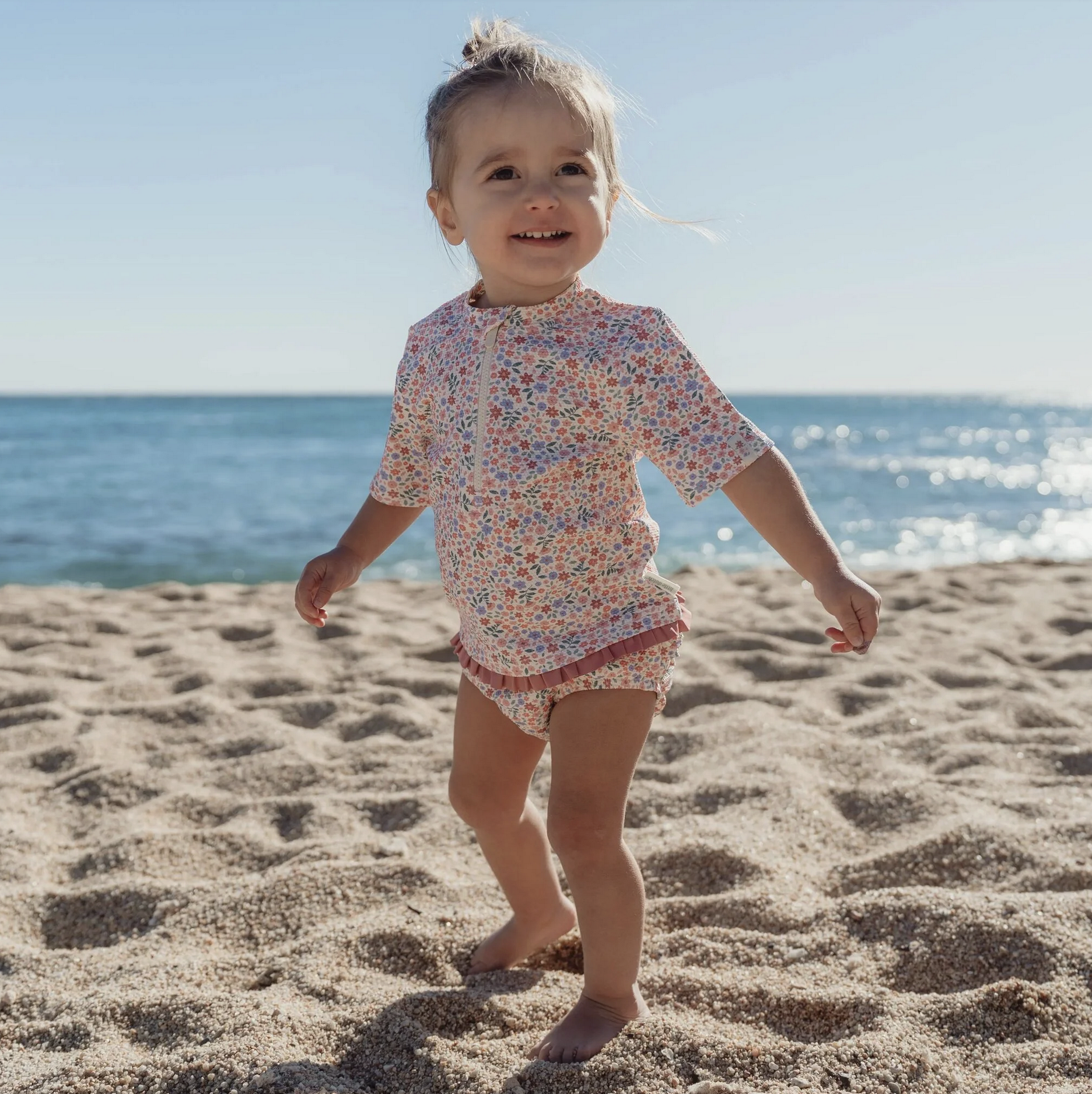 Camisola de Banho Short Sleeve Floral Print - Little Dutch