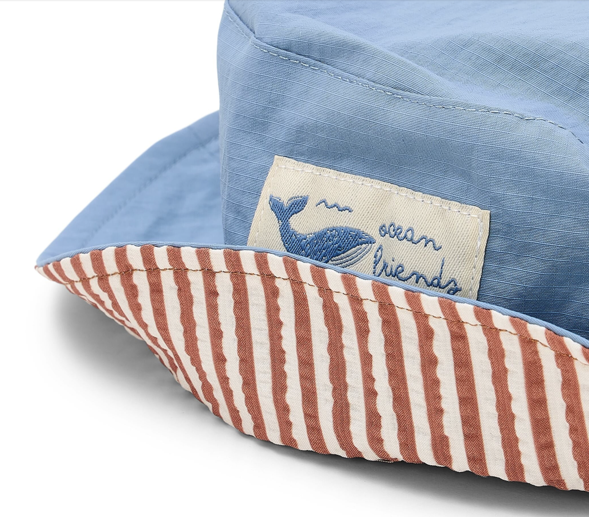Chapéu Bucket Reversível Blue Ocean/Brown Stripes - Little Dutch