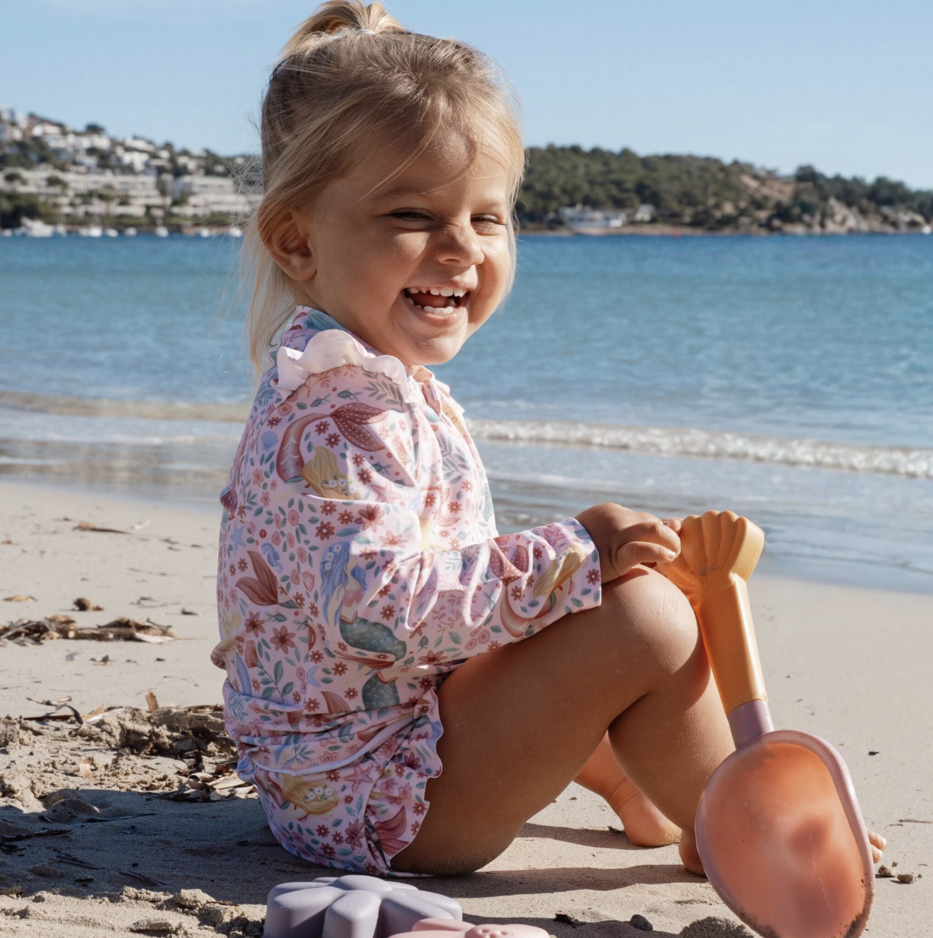 Conjunto de Banho UPF 40 Pink Mermaid Print - Little Dutch