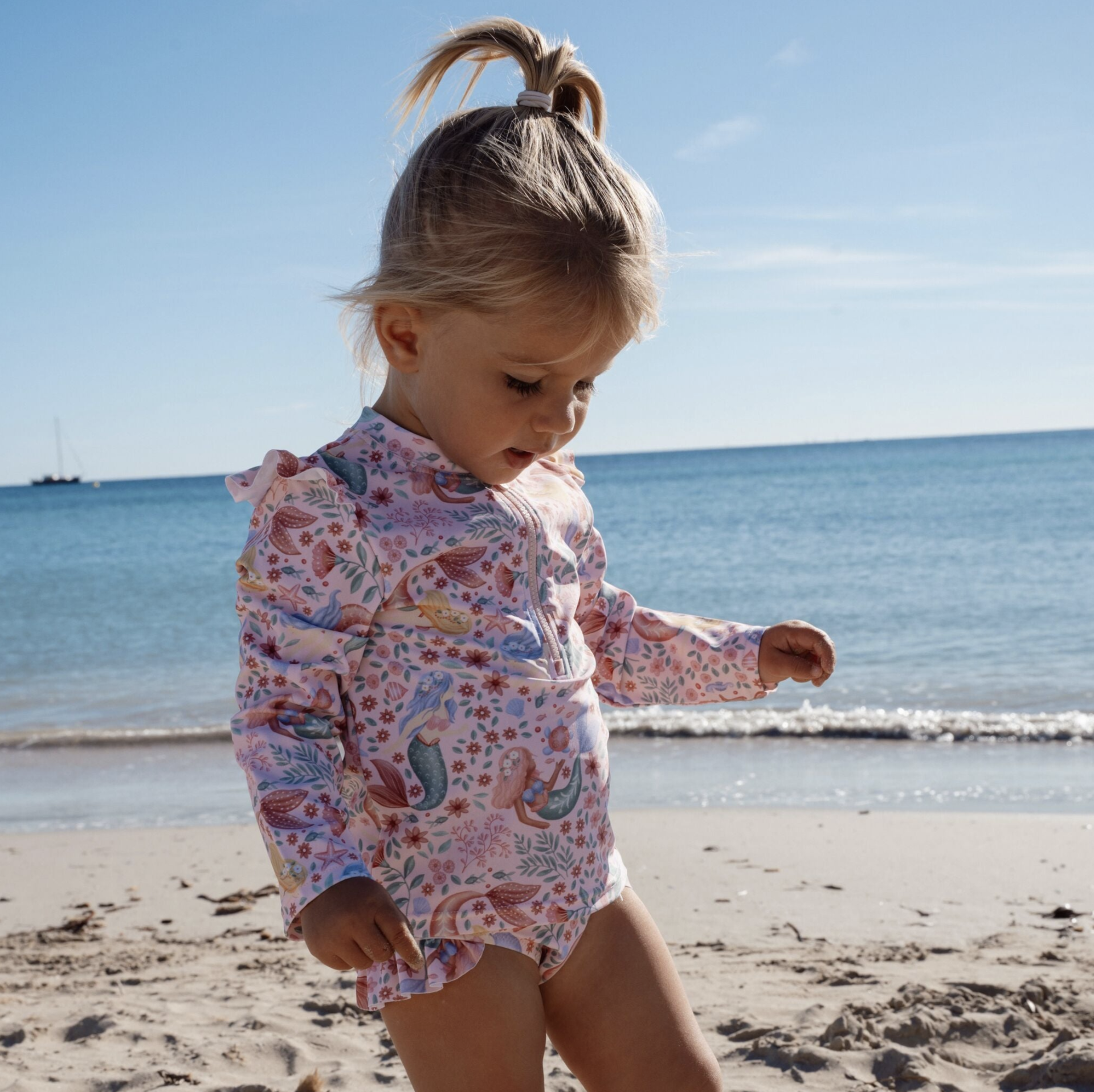 Conjunto de Banho UPF 40 Pink Mermaid Print - Little Dutch