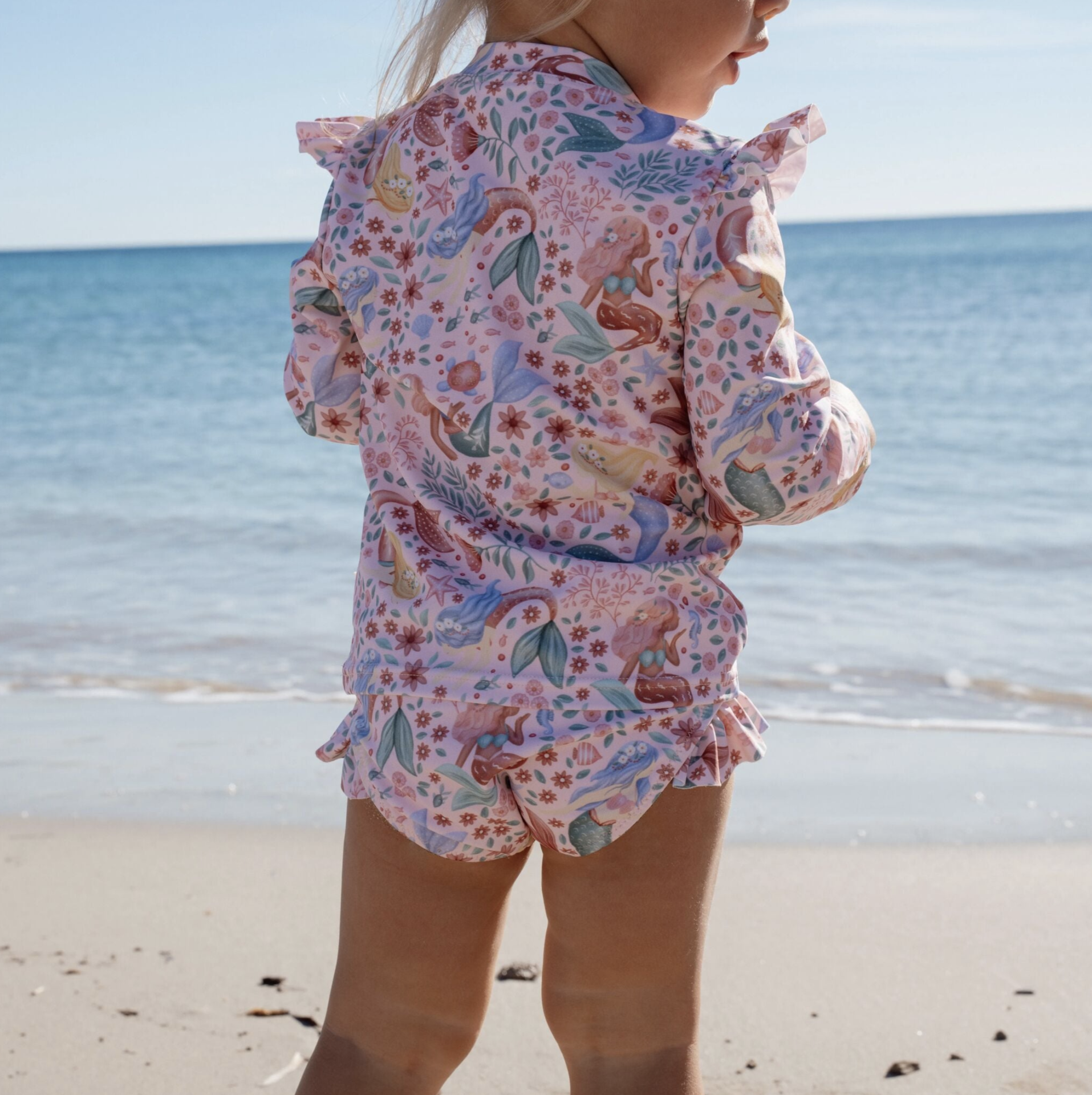 Conjunto de Banho UPF 40 Pink Mermaid Print - Little Dutch