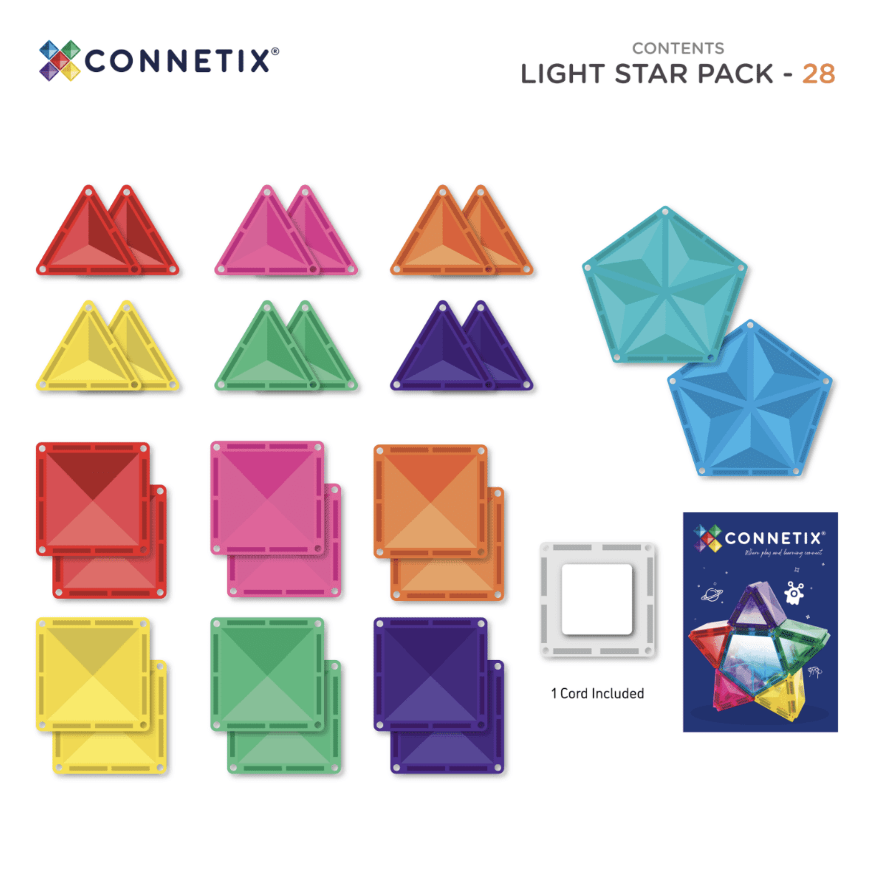 Connetix Light Star Pack 28 Peças - Connetix Tiles
