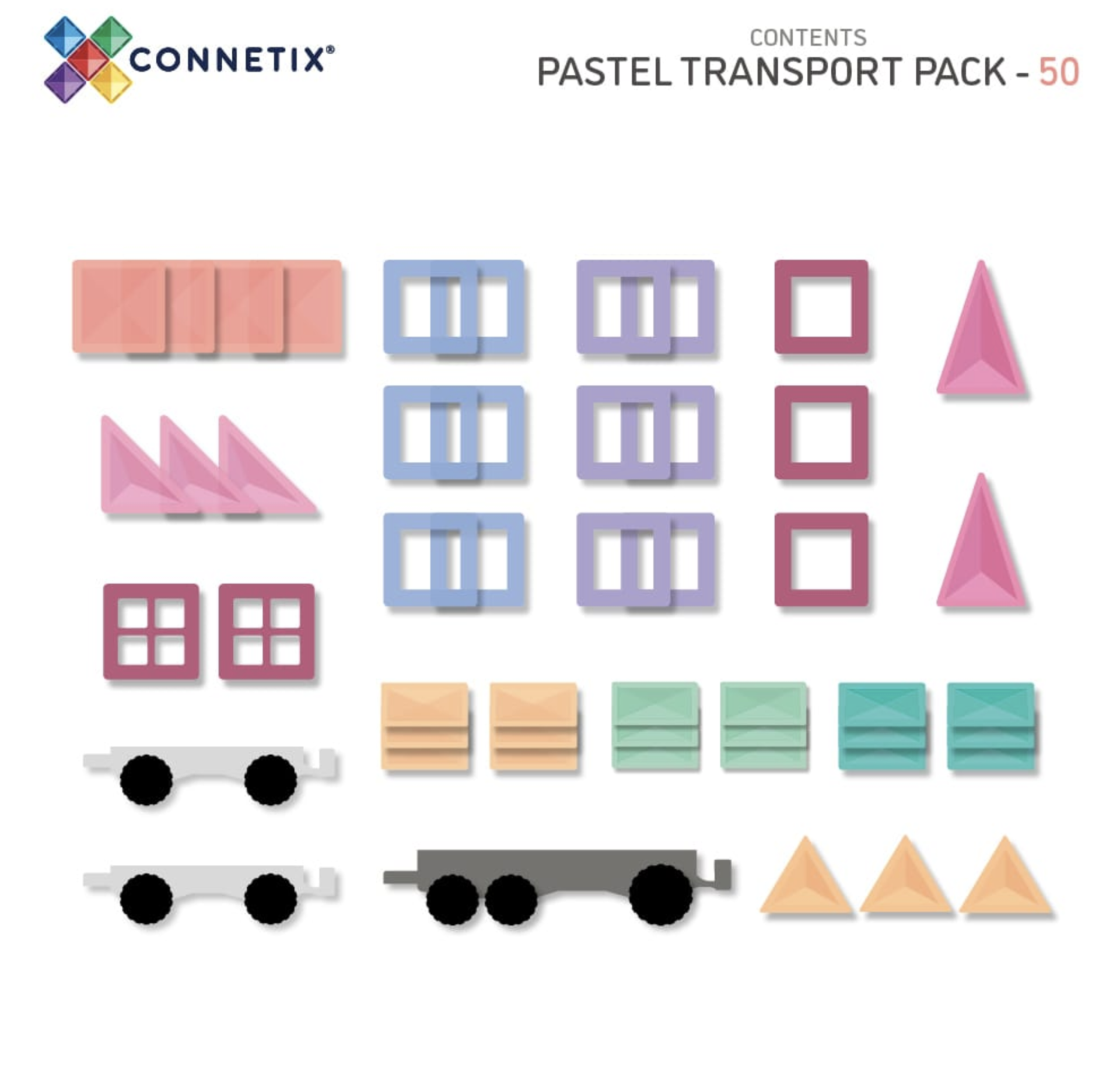 Connetix Pastel Transport Pack 50 pc - Connetix Tiles