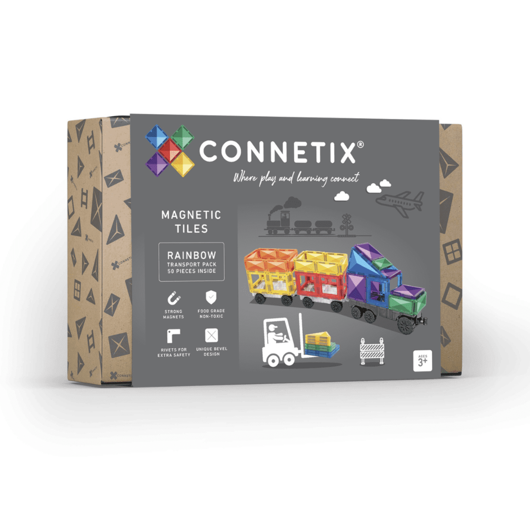 Connetix Rainbow Transport Pack 50 Peças - Connetix Tiles 0