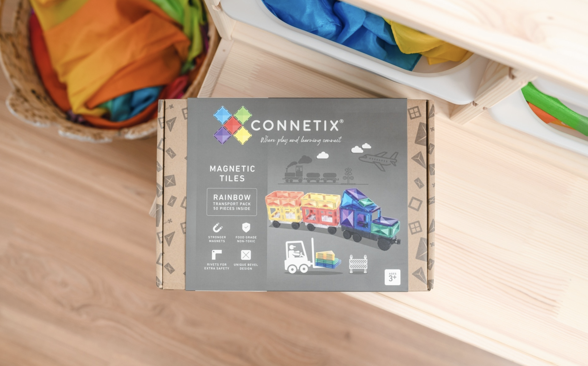 Connetix Rainbow Transport Pack 50 Peças - Connetix Tiles 8