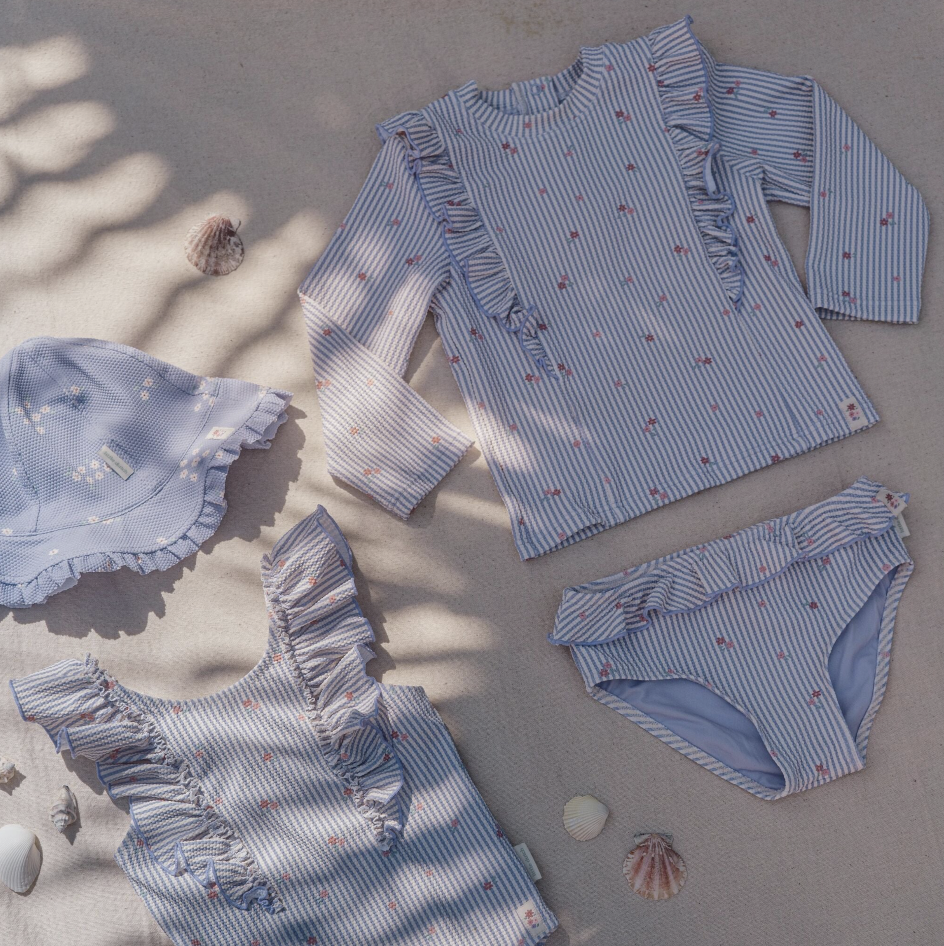 Cuecas de Banho com Folhos Purple Stripes - Little Dutch