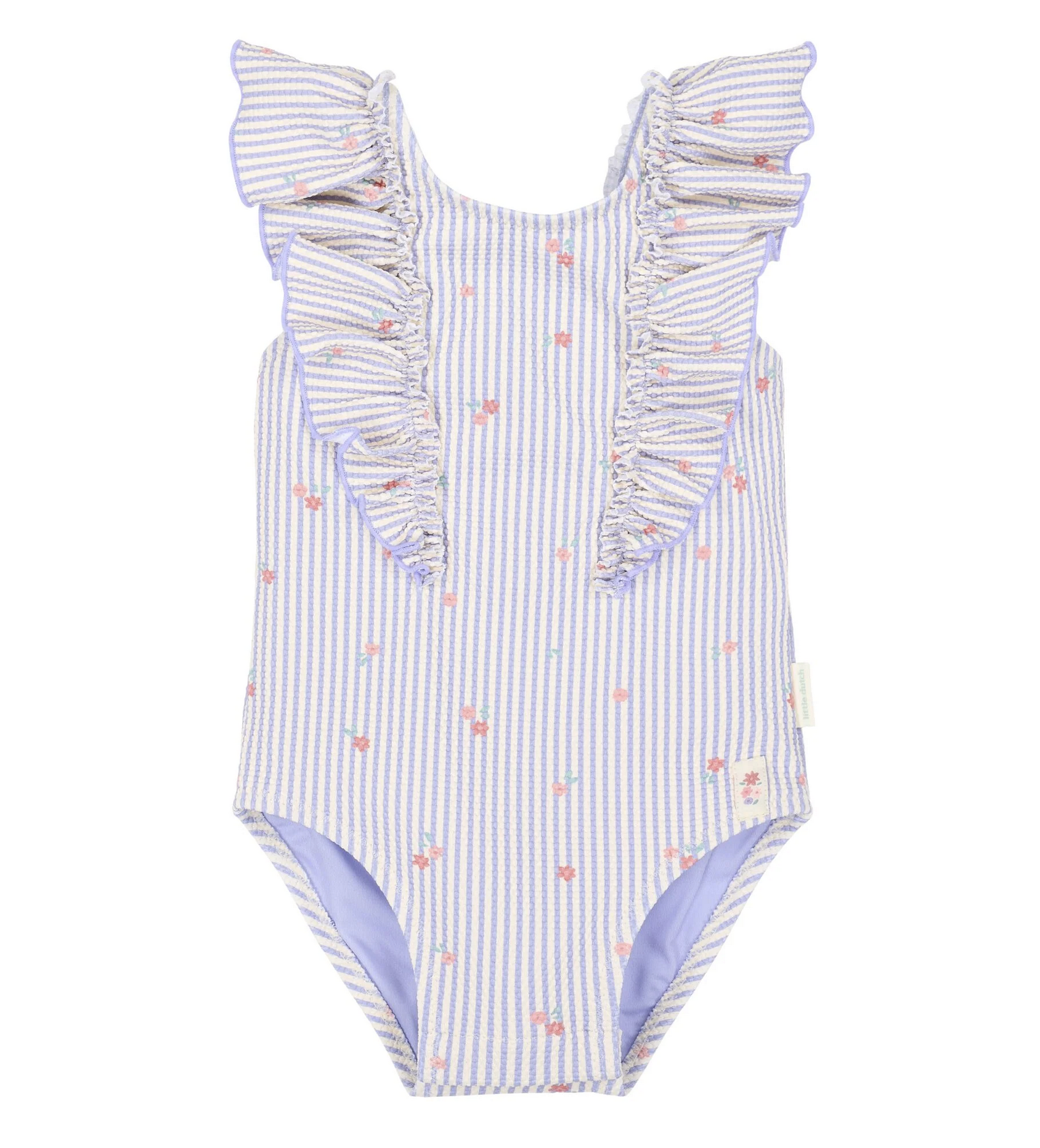 Fato de Banho com Folhos Purple Stripes - Little Dutch