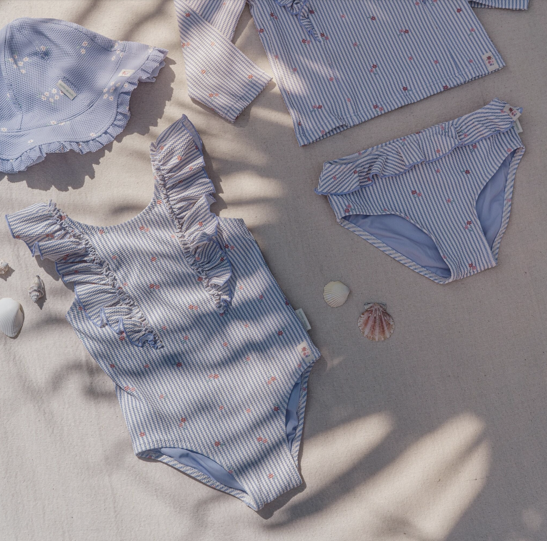 Fato de Banho com Folhos Purple Stripes - Little Dutch