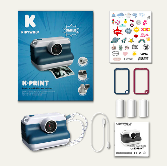 K-Print Máquina Fotográfica c/ Impressão Azul - Kidywolf