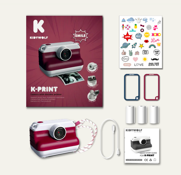 K-Print Máquina Fotográfica c/ Impressão Vermelha - Kidywolf