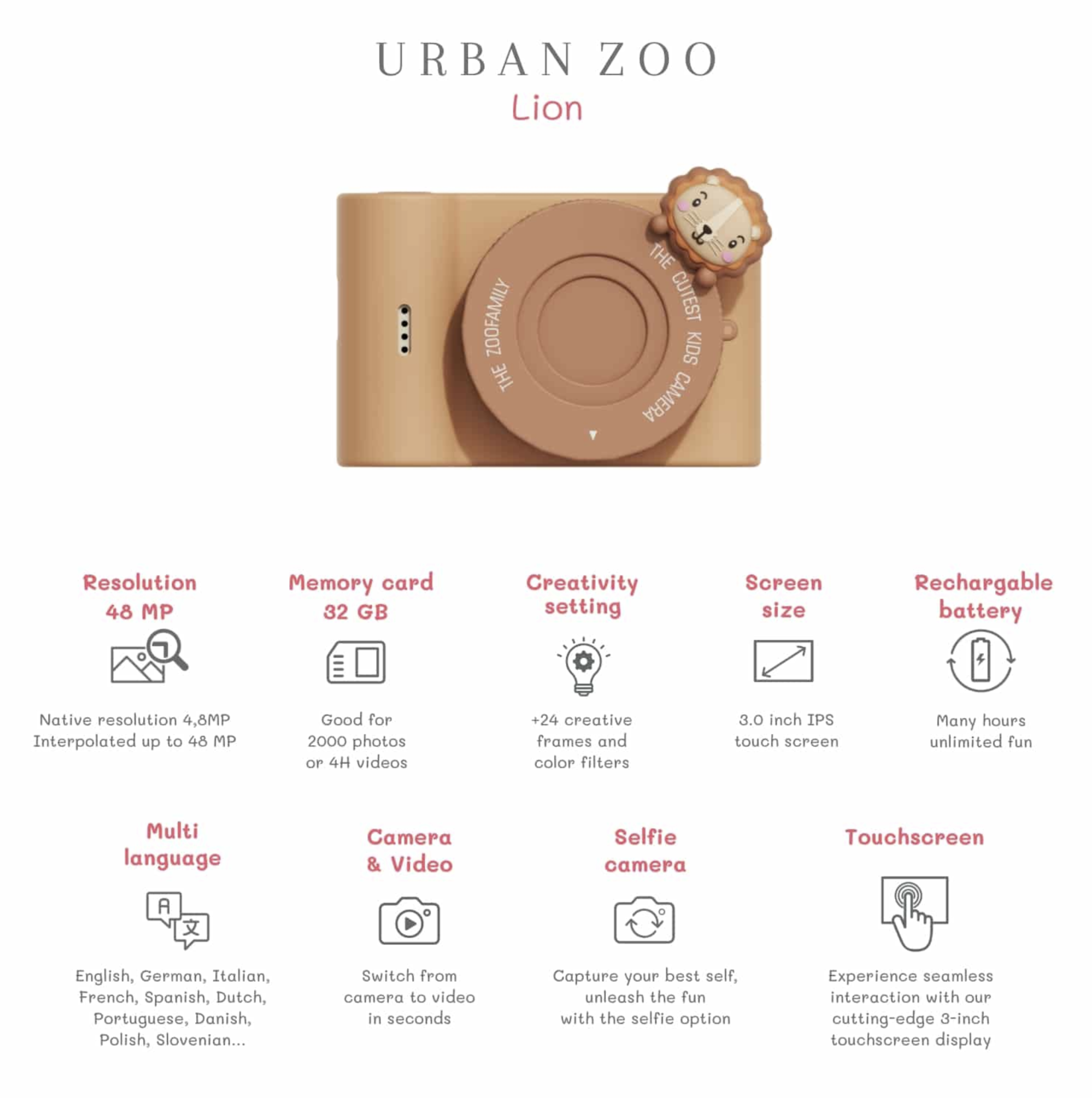 Máquina Fotográfica Urban Zoo Lion - The Zoofamily