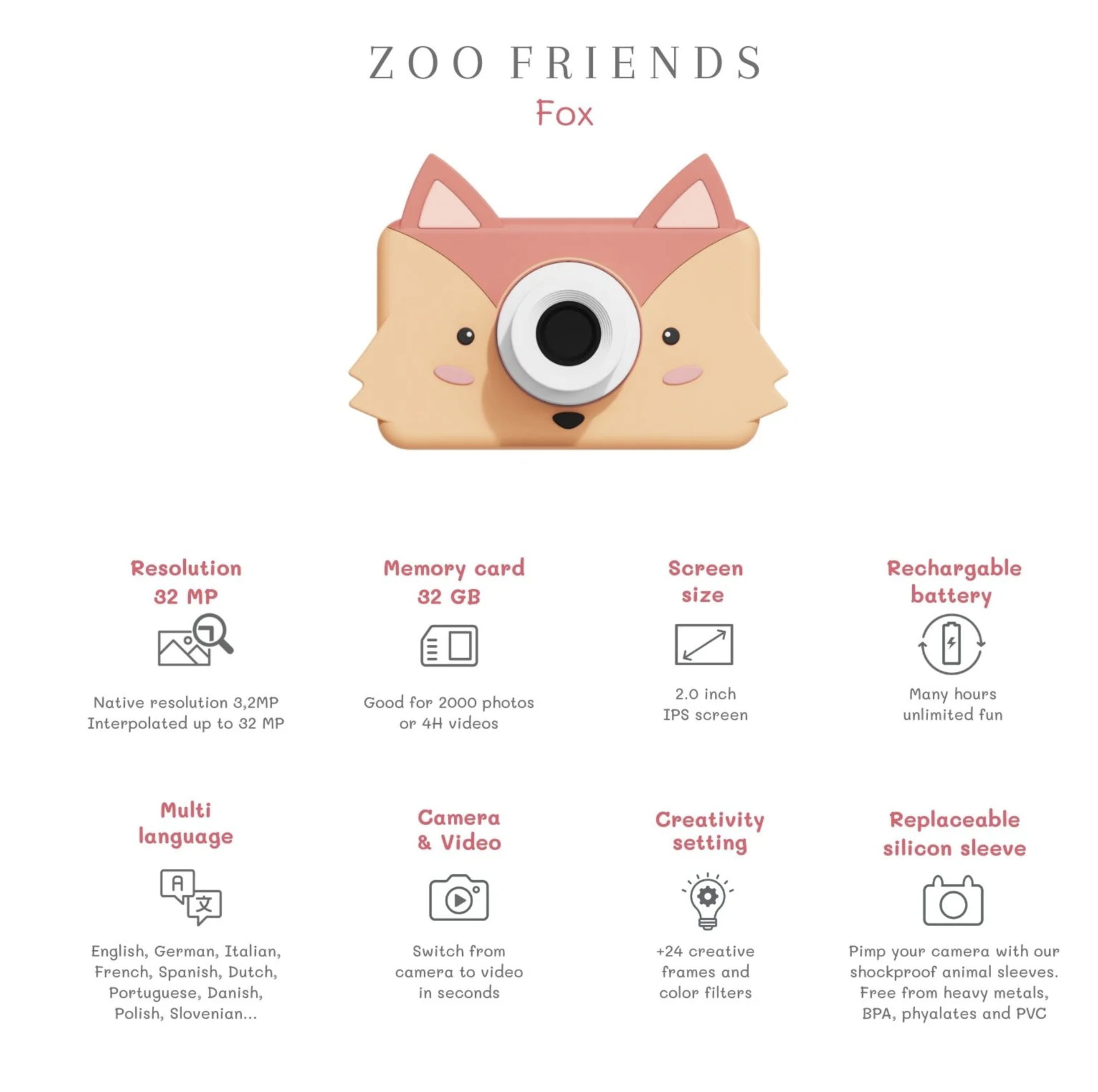 Máquina Fotográfica Zoo Friends Fox - The Zoofamily 2