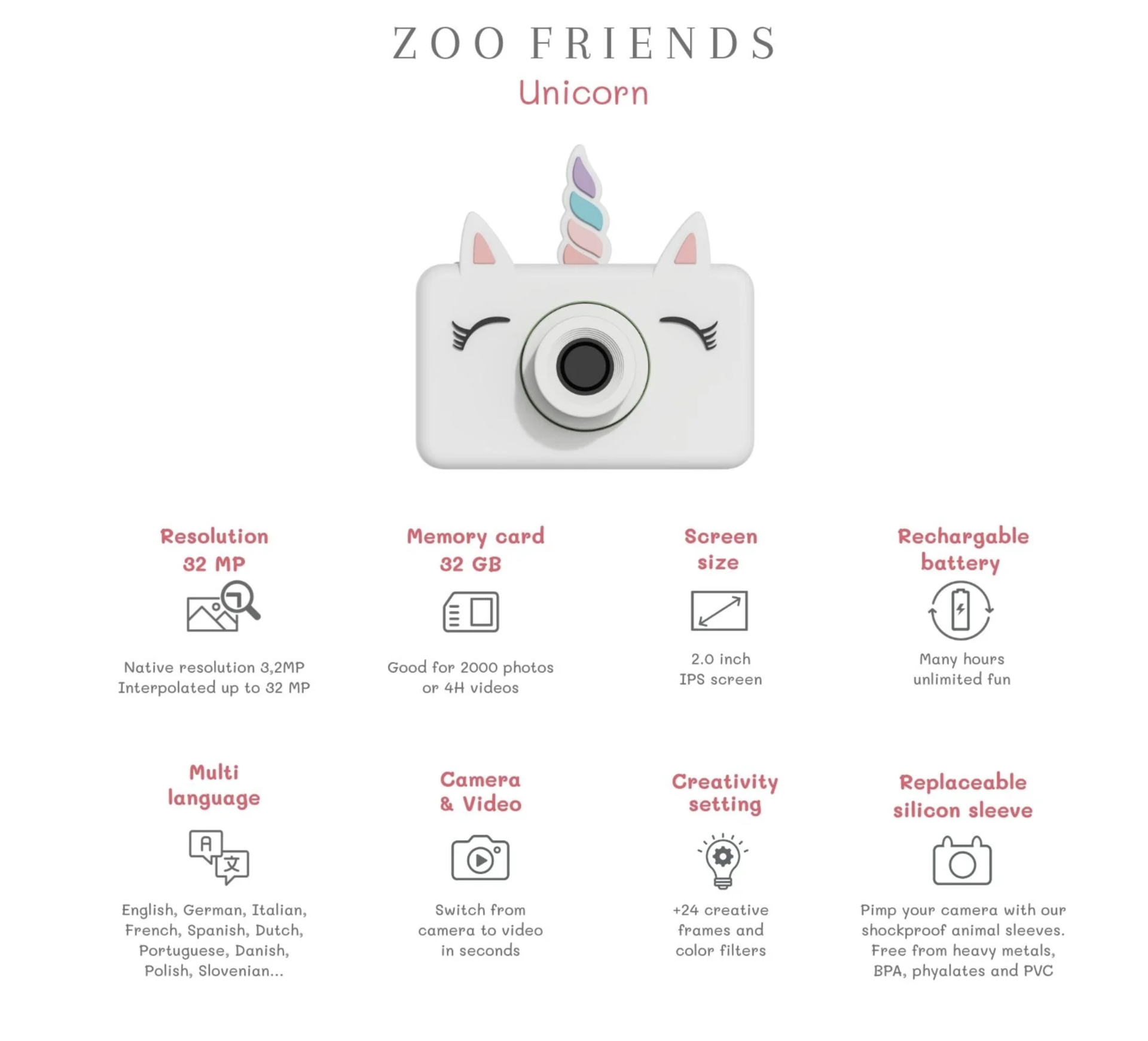 Máquina Fotográfica Zoo Friends Unicorn - The Zoofamily