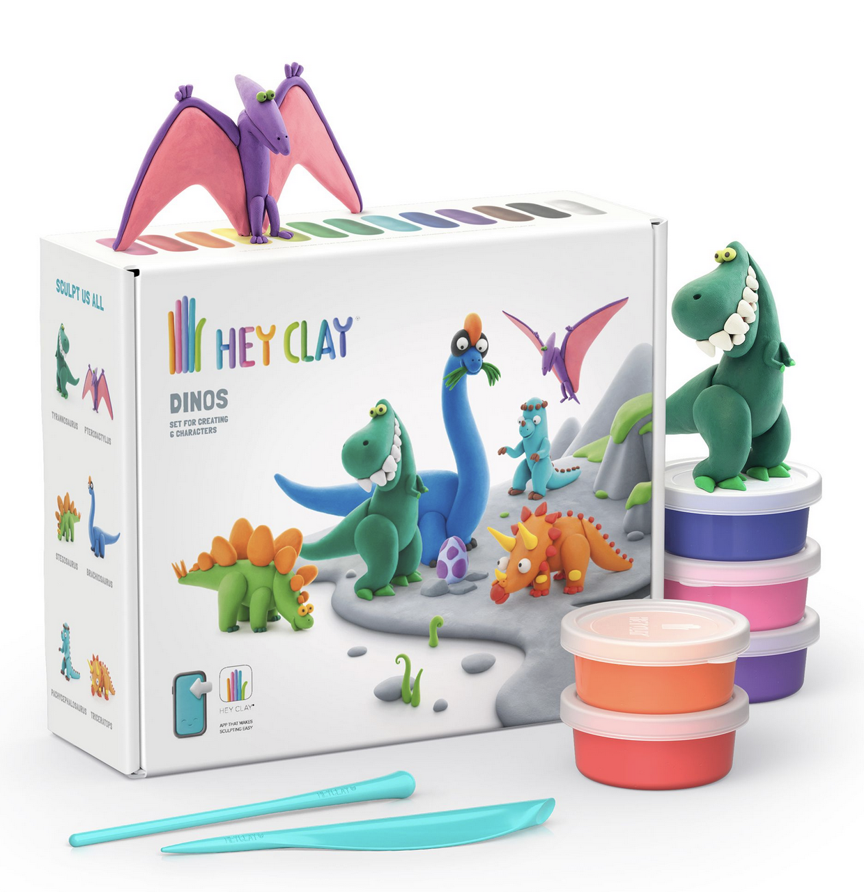 Massas de Modelar Coloridas Dinos - Hey Clay