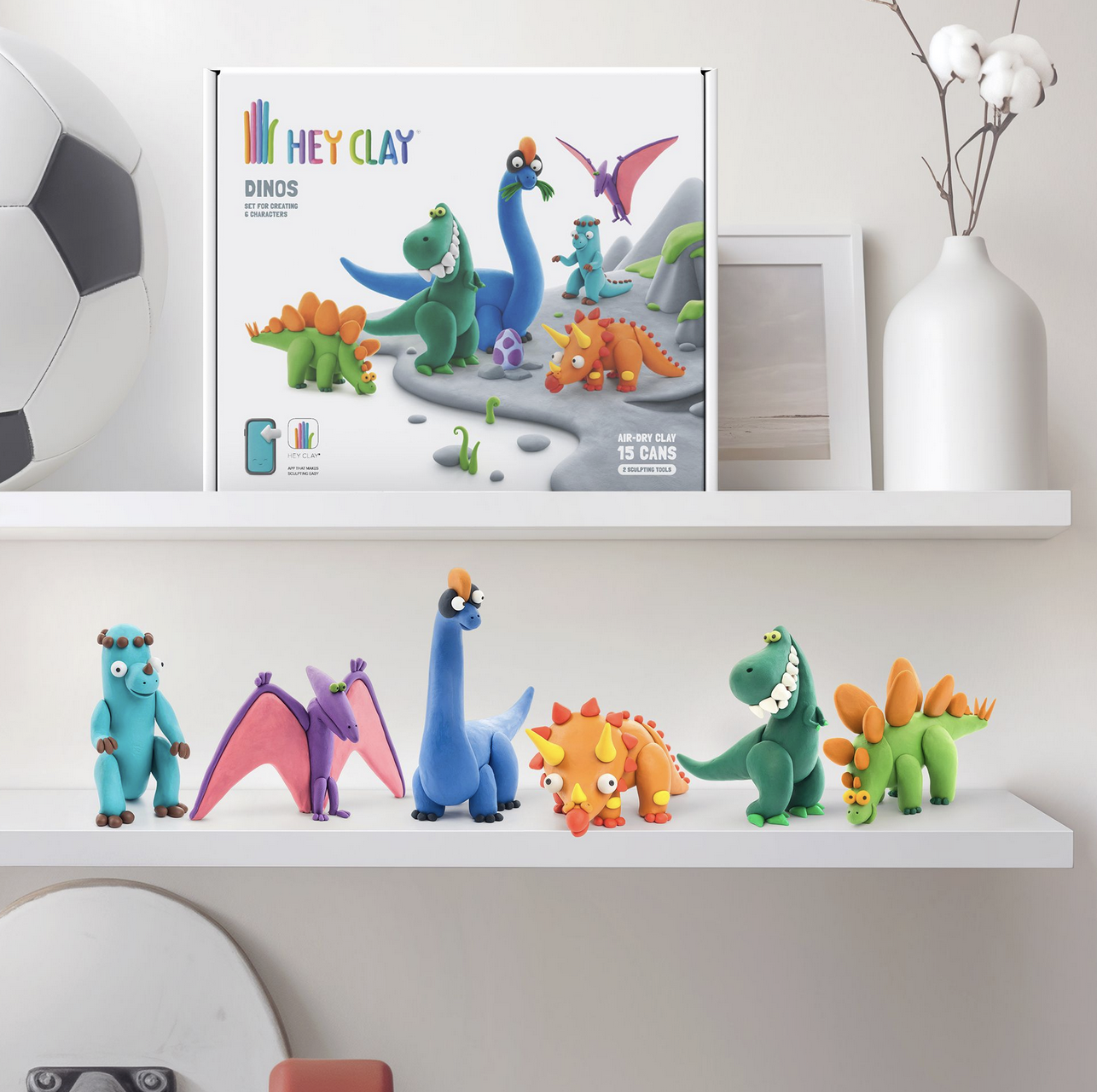 Massas de Modelar Coloridas Dinos - Hey Clay