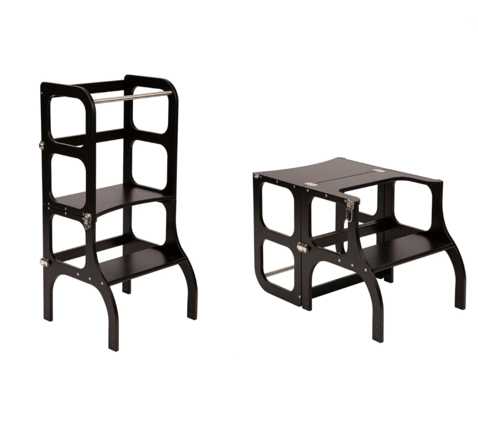 Torre de Aprendizagem / Mesa STEP'n'SIT Preto Ferragens prateadas - Ette Tete 2