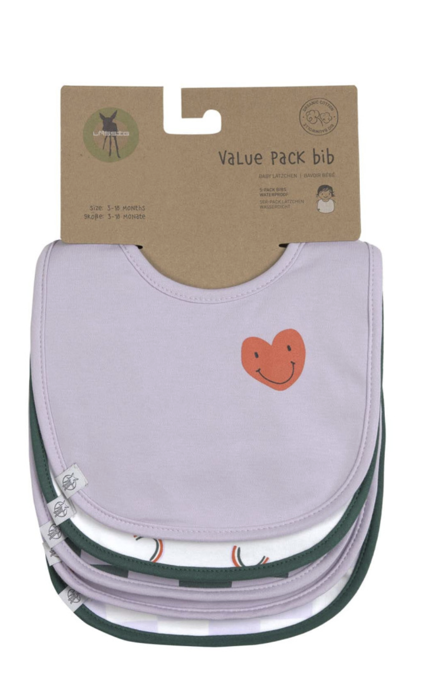 Pack de 5 Babetes Impermeáveis Happy Rascals Heart - Lassig