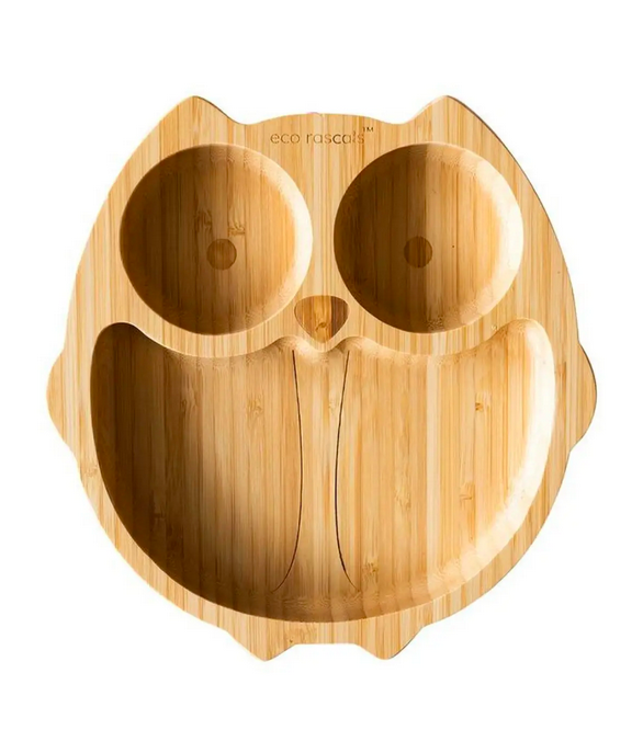 Prato de Bambu Coruja Cinza - EcoRascals