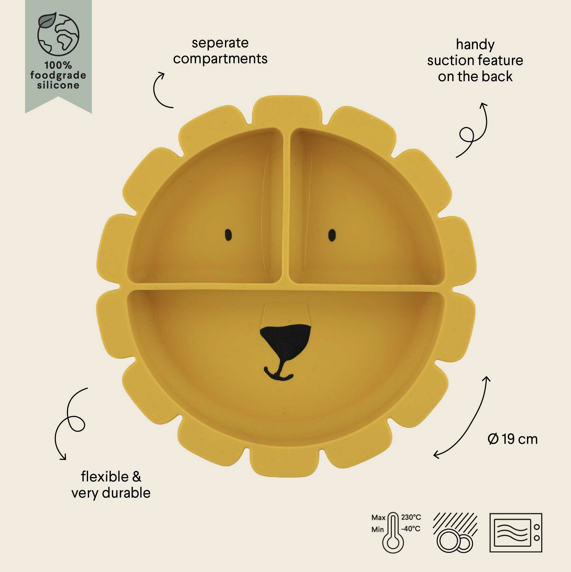 Prato de Silicone 3 Divisões e Ventosa Mr. Lion - Trixie