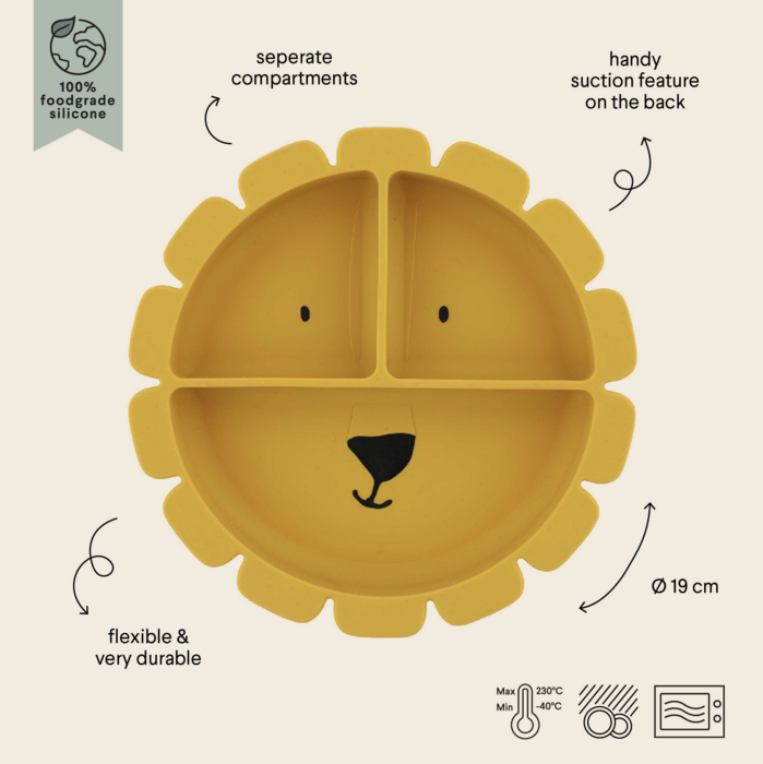 Prato de Silicone 3 Divisões e Ventosa Mr. Lion - Trixie