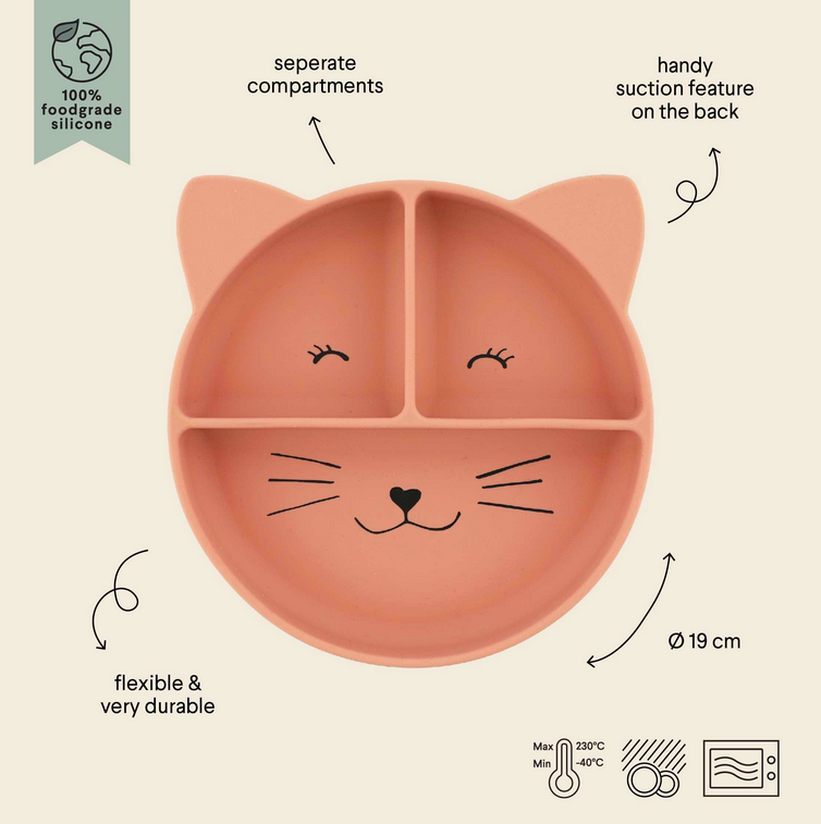 Prato de Silicone 3 Divisões e Ventosa Mrs. Cat - Trixie