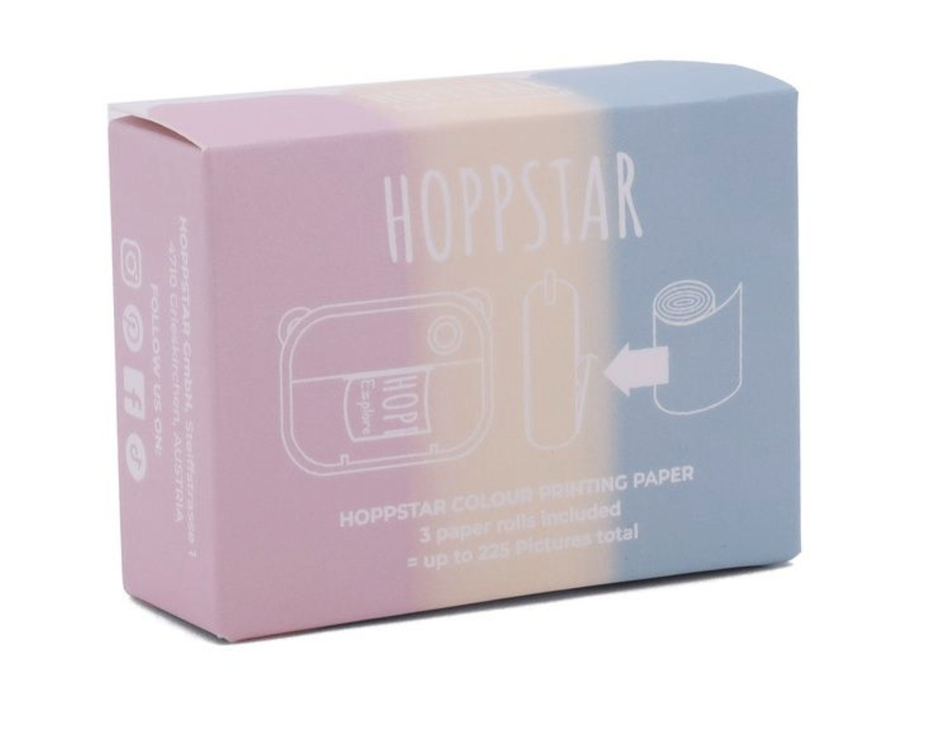 Recarga de Papel Fotogrático Adesivo Colorido Pack de 3 - Hoppstar