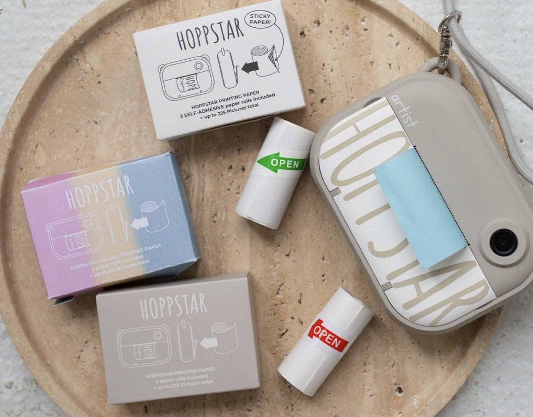 Recarga de Papel Fotogrático Adesivo Colorido Pack de 3 - Hoppstar