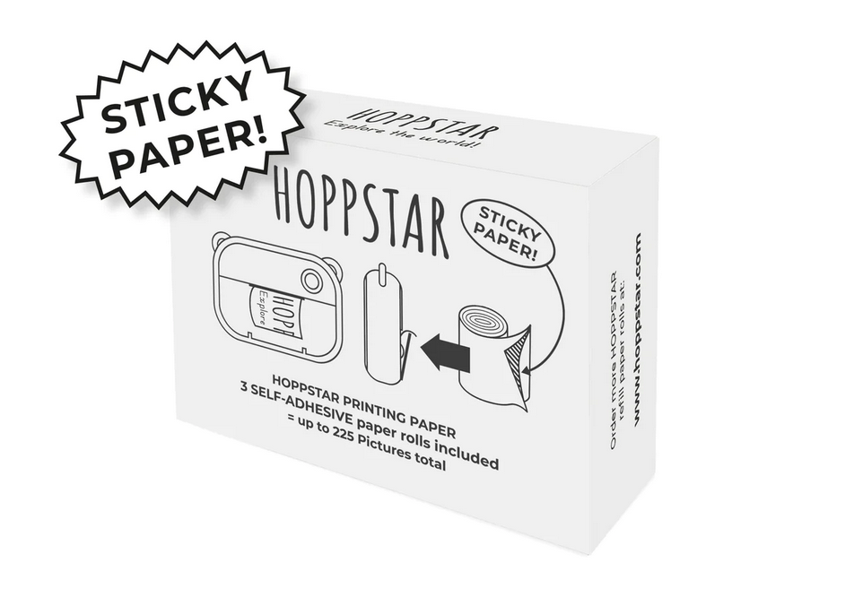 Recarga de Papel Fotogrático Adesivo Pack de 3 - Hoppstar