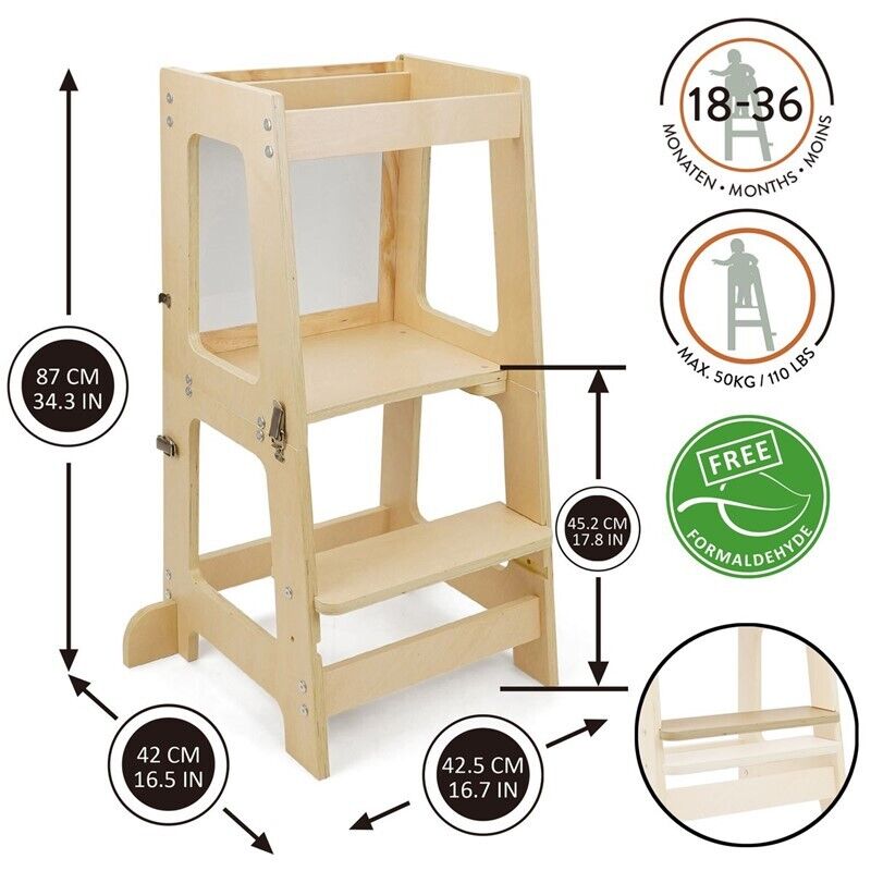  Torre de Aprendizagem 3 em 1Natural - Montessori 509Crew 
