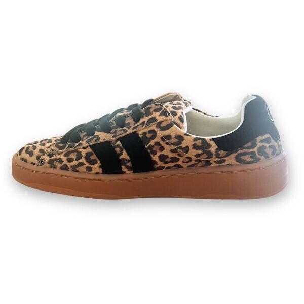 Ténis Leopardo Suede Arena/Negro - Coqueflex