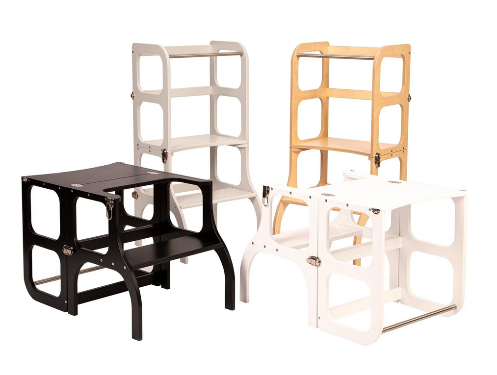 Torre de Aprendizagem / Mesa STEP'n'SIT Madeira Ferragens Bronze - Ette Tete 12