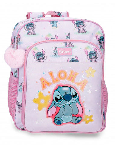 MOCHILA ESCOLA STITCH / 2 BOLSOS 