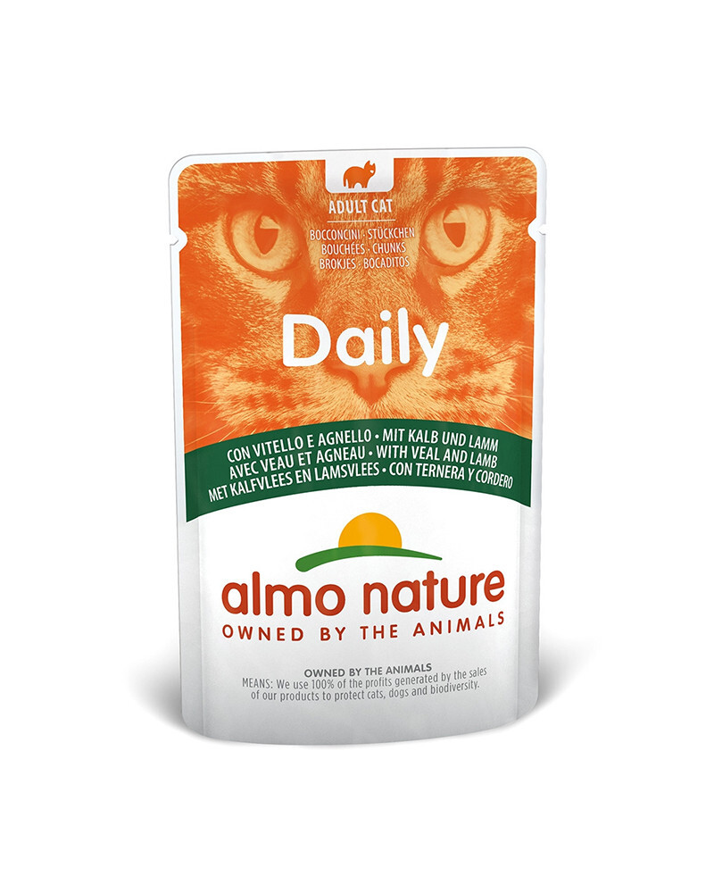 Almo Nature Daily Gato - Pedaços Vitela e Cordeiro 0