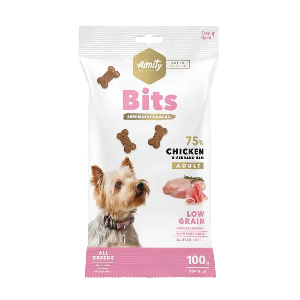 Amity Super Premium Bits Semi-moist Snacks - Chicken & Serrano Ham