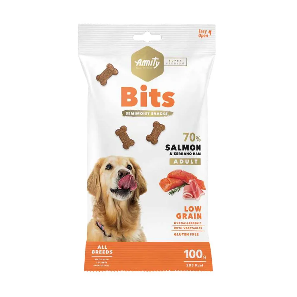 Amity Super Premium Bits Semi-moist Snacks - Salmon & Serrano Ham