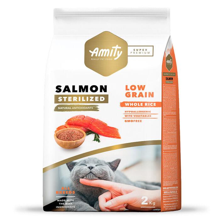 Amity Super Premium Low Grain Gato Esterilizado - Salmão
