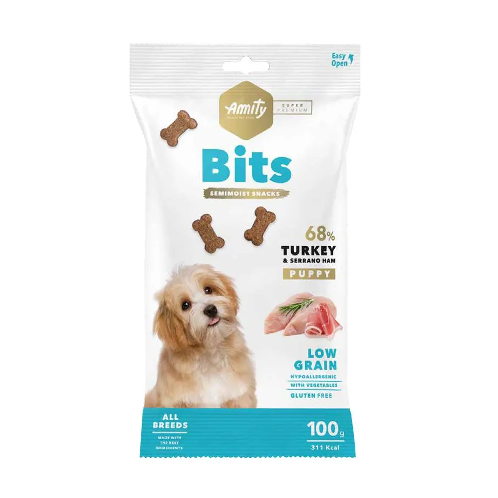 Amity Super Premium Puppy Bits Semi-moist Snacks - Turkey & Serrano Ham