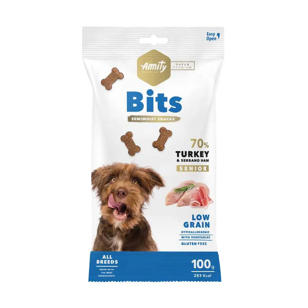 Amity Super Premium Senior Bits Semi-moist Snacks - Turkey & Serrano Ham