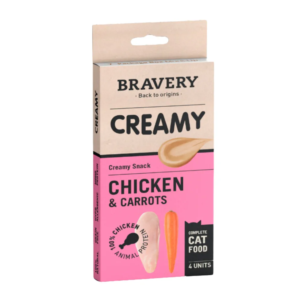Bravery Creamy - Creme de Frango e Cenoura para Gatos