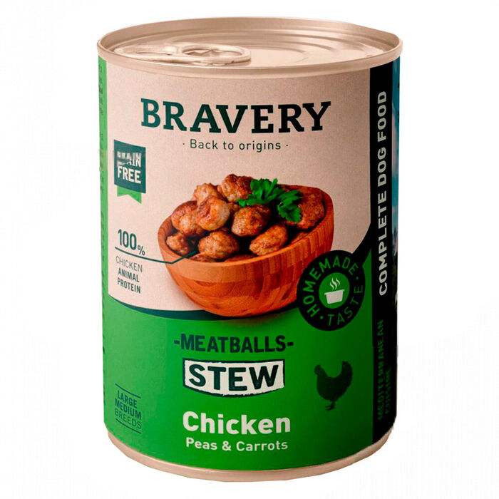 Bravery Wet Cão - Almôndegas de Frango com Cenoura e Ervilhas