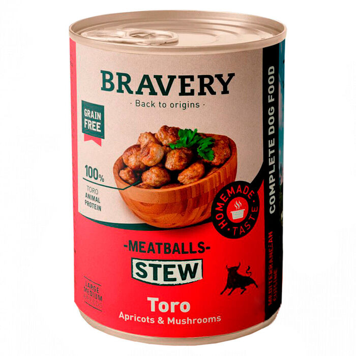 Bravery Wet Cão - Almôndegas de Touro com Alperce e Cogumelo